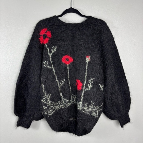 Temsley Handknit in Devonshire England Flower Balloon Sleeve Sweater Size XL - Picture 1 of 3